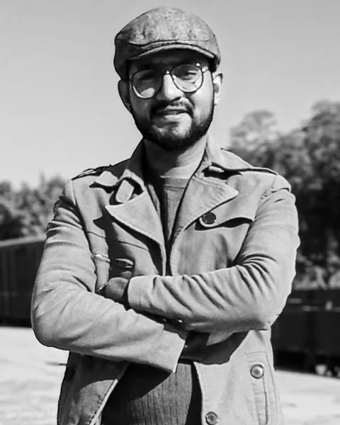 Abdullah Nazir, structural engineer and BIM specialist, black and white portrait